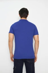 T-shirt Polo Yaka Kısakol %100 Pamuk Cepli Sax Mavi thumbnail 6