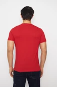 T-shirt V Yaka Kısakol %100 Pamuk Cepli Kırmızı thumbnail 6