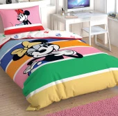 Taç Lisanslı Minnie Mouse Rainbo Tek Kişilik Nevresim Takımı - 1