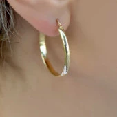 Sade Altın Halka Küpe 14 Ayar thumbnail 2