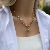 14k Altın Cetaş Çift Kilit Zincir Kolye Bileklik thumbnail 1