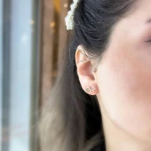 14k Altın El Yazısı Tek İsim Küpe thumbnail 1