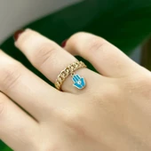 14k Altın Sallantılı Nazarlık Yüzük - 3