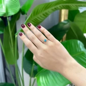 14k Altın Mavi Damla Taşlı Yüzük thumbnail 1