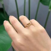 14k Altın İkili Kalp Yüzük thumbnail 1