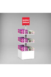 İNDİRİM 3 Raflı 50x50 Ahşap Beyaz Orta Alan Standı - 2