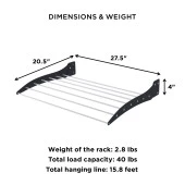AYZ Roma Çamaşır Kurutma Askısı - Duvara Monte Katlanabilir Kurutmalık - 70 cm - 9