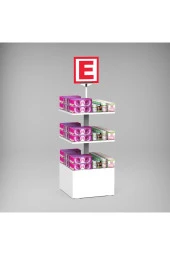 ECZANE 3 Raflı 50x50 Ahşap Beyaz Orta Alan Standı - 2