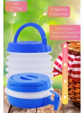 Musluklu Katlanır Su Bidonu Outdoor Akordiyon Kamp Su Kovası Çeşme Piknik Damacana Içecek Şişesi - 3