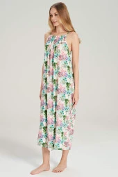 Feyza Kadın Lila Çiçek Desen Elbise 5027 thumbnail 2