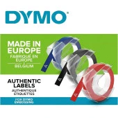 DYMO 3D Plastik Kabartma Yedek Şerit 9mmx3mt 3 lü Blister Siyah-Mavi-Kırmızı (S0847750) - 3