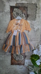 PAMPAL KAVUN RENGİ KIZ ÇOCUK ELİBİSESİ - 1