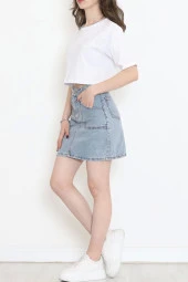 Süprem Crop Tişört Beyaz - 4