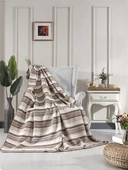 Aksu Waffle Çift Kişilik Pamuklu Battaniye 180x220 Bej thumbnail 1