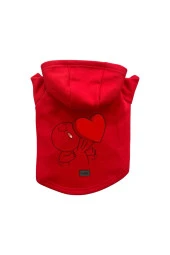 Kedi & Köpek Kıyafeti Sweatshirt-Sevgililer Günü Kombini- Çöp Adam Kadın Baskılı Kırmızı 2'li Sweatshirt - 2