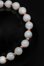 Sedef - Hematit Doğal Taş Makrome Örme Bileklik Küre Kesim thumbnail 2