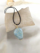 Kolye Aventurin Doğal Taş El İşi Tel Sarma Tasarım Çakra Charm Takı Kadın Kız Örgü - 4