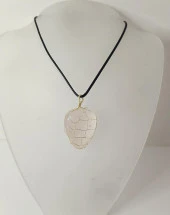 Kolye Kuvars Damla Doğal Taş El İşi Tel Sarma Tasarım Çakra Charm Takı Kadın Kız Örgü - 1