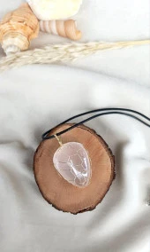 Kolye Kuvars Damla Doğal Taş El İşi Tel Sarma Tasarım Çakra Charm Takı Kadın Kız Örgü - 4