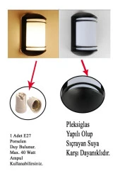 Mutlusan Garden Aplik Siyah Sarı Işık (Ampul Dahildir)  İç Dış Mekan Bahçe Duvar Lambası thumbnail 3