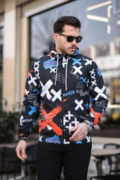 Çarpı Desenli Karışık Renk Spor Model Kumaş Mont - 2