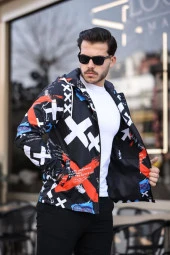 Çarpı Desenli Karışık Renk Spor Model Kumaş Mont - 4