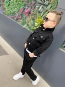 MODAVALS ERKEK ÇOCUK KOT CEKET & KOT PANTOLON 3 PARÇA KOMBİN-SİYAH - 10