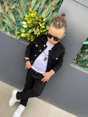 MODAVALS ERKEK ÇOCUK KOT CEKET & KOT PANTOLON 3 PARÇA KOMBİN-SİYAH - 4