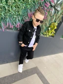 MODAVALS ERKEK ÇOCUK KOT CEKET & KOT PANTOLON 3 PARÇA KOMBİN-SİYAH - 2