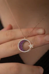 925 Ayar Gümüş Ayyıldız Kolye Kadın Gümüş Kolye thumbnail 2