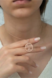 925 Ayar Plaka Hayat Ağacı Kadın Gümüş Kolye thumbnail 1