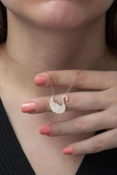 925 Ayar Kuğu Kolye Kadın Gümüş Kolye thumbnail 1