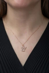 925 Ayar Baget Taşlı Melek Kolye Kadın Gümüş Kolye thumbnail 1