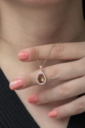 925 Ayar Zultanite Taşlı Damla Tektaş Kolye Kadın Gümüş Kolye thumbnail 1