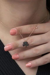 925 Ayar Minimal Yonca Kolye Kadın Gümüş Kolye thumbnail 1