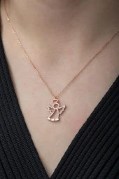 925 Ayar Baget Taşlı Melek Kolye Kadın Gümüş Kolye thumbnail 2