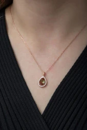 925 Ayar Zultanite Taşlı Damla Tektaş Kolye Kadın Gümüş Kolye thumbnail 2