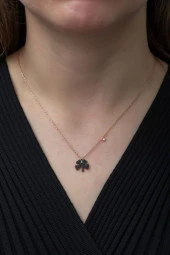 925 Ayar Minimal Yonca Kolye Kadın Gümüş Kolye thumbnail 2