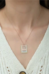 925 Ayar Ayetel kürsi-Nazar Duası -Allah Lafzı Kadın Gümüş Kolye thumbnail 2