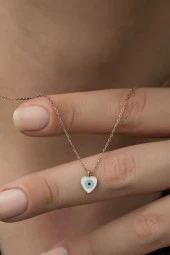 925 Ayar Minimal Kalp Kolye Kadın Gümüş Kolye thumbnail 1