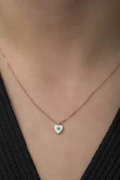 925 Ayar Minimal Kalp Kolye Kadın Gümüş Kolye thumbnail 2