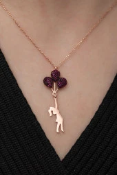 925 Ayar Balonlu Kız Kolye Kadın Gümüş Kolye thumbnail 2