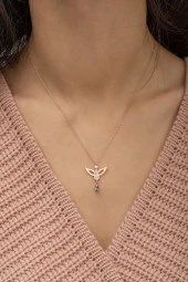 925 Ayar Mistik Topaz Taşlı Melek Kolye Kadın Gümüş Kolye thumbnail 2