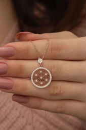 925 Ayar Rose Yaşam Çiçeği Kadın Gümüş Kolye thumbnail 1