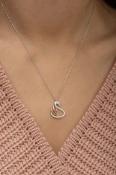 925 Ayar Kuğu Kolye Kadın Gümüş Kolye thumbnail 1