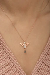 925 Ayar Mistik Topaz Taşlı Melek Kolye Kadın Gümüş Kolye thumbnail 3