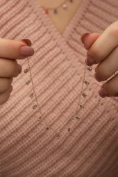 925 Ayar Sıralı Damla Zultanite Taşlı Kadın Gümüş Kolye thumbnail 1