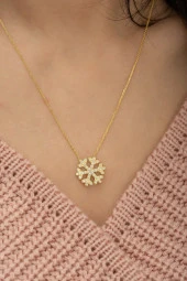 925 Ayar Gold Kartanesi Kadın Gümüş Kolye thumbnail 3