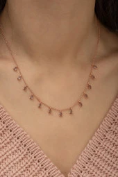 925 Ayar Sıralı Damla Zultanite Taşlı Kadın Gümüş Kolye thumbnail 2