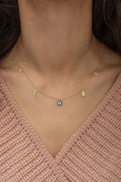 925 Ayar Gold Şans Kolyesi Kadın Gümüş Kolye thumbnail 3